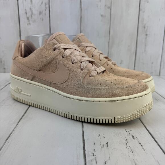 Nike Air Force 1 Light Pink Suede Leather Sage Low Top Sneaker Size 8 - Picture 1 of 14